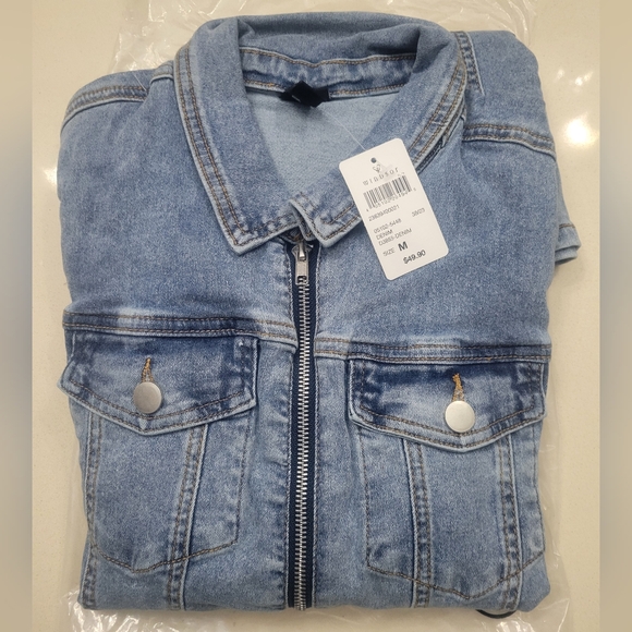 Long Sleeve Denim Mini Dress - Picture 3 of 4